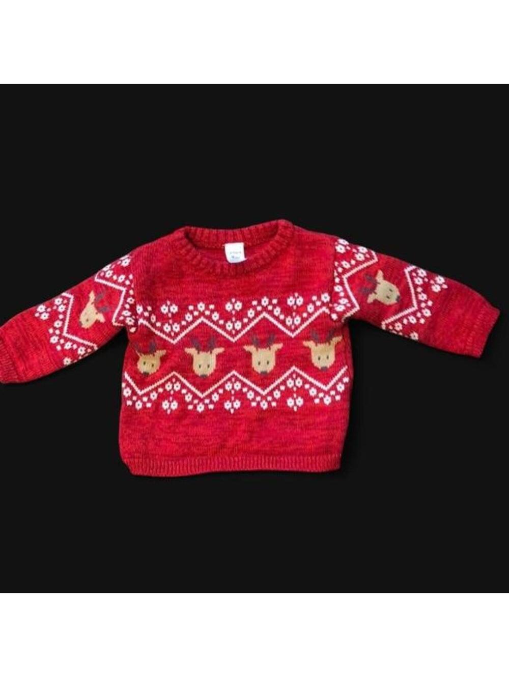 Carter's Baby Reindeer Christmas Knit Sweater Red 9 Month